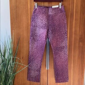 SOFT SURROUNDINGS Printed Ponte Straight Leg ‎ Pull-On Ankle Pant S Purple NWT